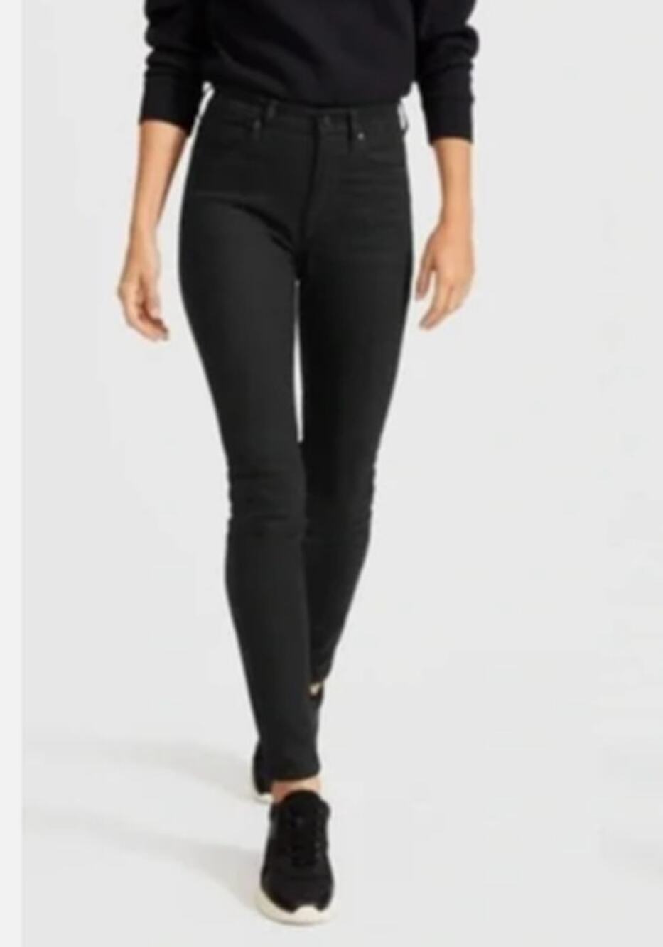 Everlane Womens Way High Slim Cigarette Jeans Black Cotton Blend Size 27 Regular